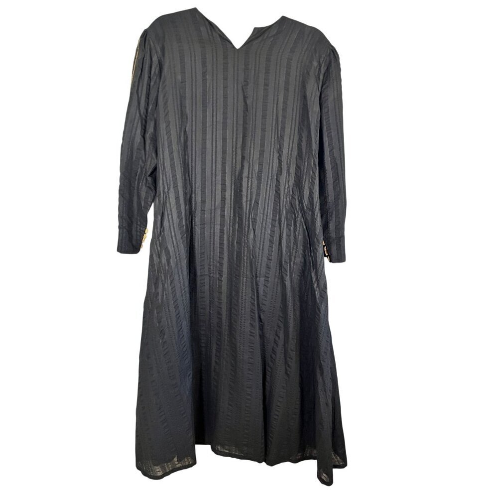Vintage Kaftan Abaya Metallic Beaded Dress M Black Sheer 80s Moroccan Modest - Picture 10 of 14